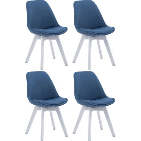 Set de 4 Sillas Borneo para comedor en tela Azul Blanco (1/4)