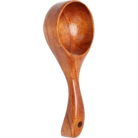 Cuillère à porridge en bois lisse avec manche confortable - Idéale pour la maison, la cuisine et les restaurants (1/5)