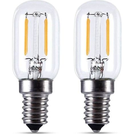 2pcs Ampoule LED E14- Ampoule réfrigérateur LED2W, T22, 200LM, équivalent à une lampe à incandescence 15W, blanc chaud 2700K, 230V, réfrigérateur / lampe au sel / avec petite LED E14, [Classe énergéti (1/4)