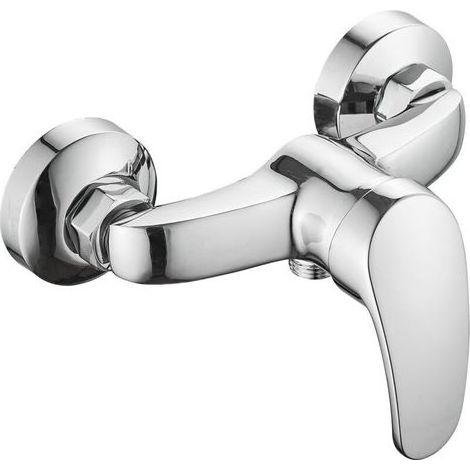 FENOPLASTICAMitigeur Douche, Robinet Baignoire Montage Mural Apparent, Robinets Monocommande Douche Réglage de Température Raccord Fileté Pour Universel Flexible En G1/2, Chromé, Argenté (1/5)