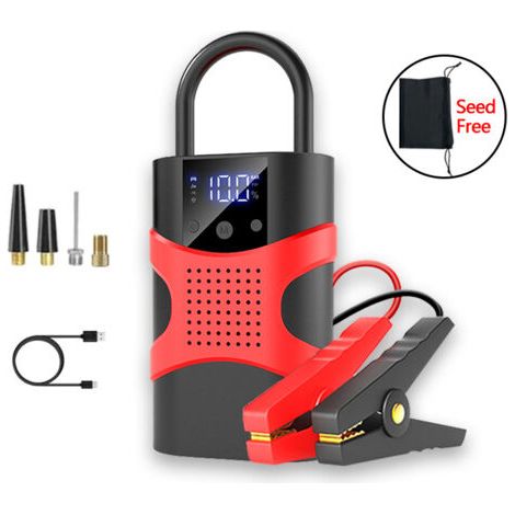 Booster Batterie Voiture avec Compresseur,1800A Booster Batterie Moto/Auto (Jusqu’à 8,5L Gaz ou 7,0 L Diesel) 14800mah Demarreur Batterie Voiture avec Gonfleur 150 PSI, Grand LED Jump Starter (1/5)
