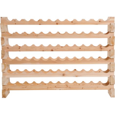 HOMCOM Scaffale Portabottiglie in Legno di Pino, 6 Ripiani, Max 72 Bottiglie