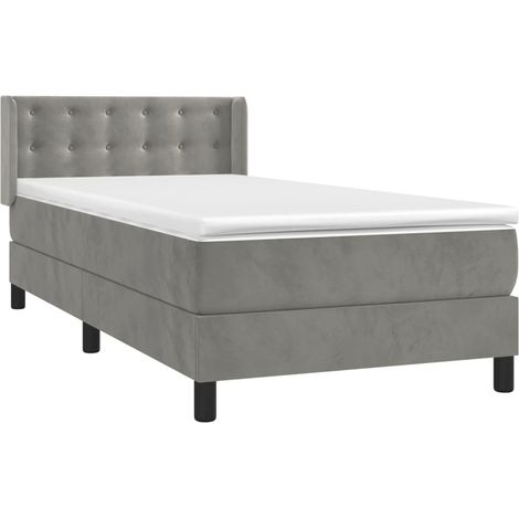 Box Spring Bed with Mattress Light Grey 100x200 cm Velvet vidaXL