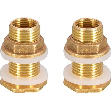 2 Pieces Water Tank Connector 1/2 Inch Premium Brass Rain Barrel Feed-Through,Rubber Seals Rain Barrel Connector Water Butt Grommet for Rain Barrel Water Butt Water Barrel (1/5)