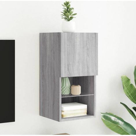Meuble TV avec LED-Banc TV-Meuble Télé avec lumière sonoma gris 30,5x30x60 cm 465351 (1/5)