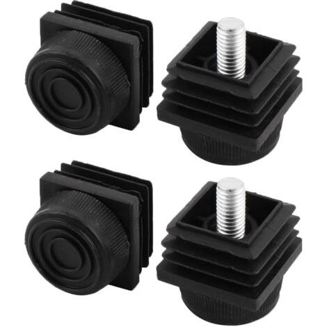 4pcs Pieds de Nivellement Meuble Réglable Pied Réglable Patin de meuble Jambe Pied de Table Chaise Base Protection Plancher Bouchon tuyau inserts carré noir 30 mm x 30 mm (1/5)