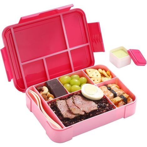 Lunchbox für Kinder – mit Trennwänden – 1300 ml – BPA-frei – als Bento-Box oder Snackbox – auslaufsicher – 5 Fächer – für Erwachsene und Kinder (1/5)