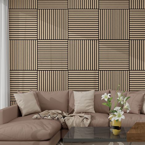 Akustik-Wandpaneel 16er Set Vang 60x60 cm Walnussoptik, hell [NEU.HOLZ]