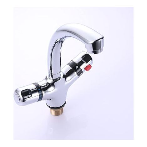 Robinet de lavabo - Mitigeur thermostatique européen - Trous pour le montage - Trou facile - Avec laiton forgé (1/5)