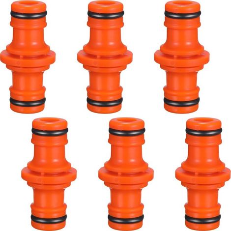6 Pièces Double Connecteur de Tuyaux Mâles Raccords de Tuyaux pour Rejoignez Le Tube de Tuyaux de Jardin (Orange) (1/5)