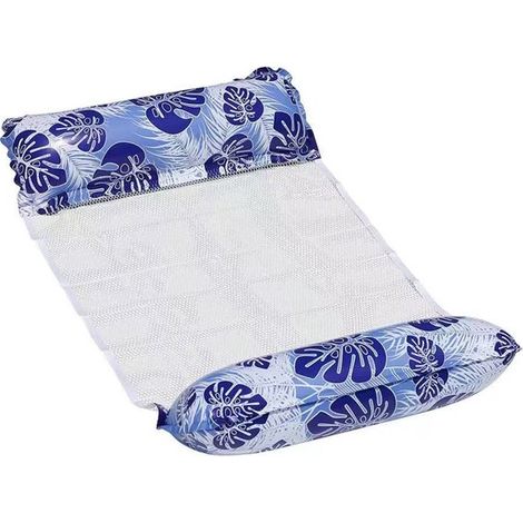 Matelas pneumatique et hamac de piscine 4-en-1, chaise de piscine gonflable XL 127 x 70 cm, PVC renforcé, flotteur confortable pour adultes, vacances et plage, bleu foncé (1/5)