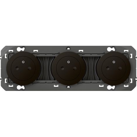Enchufe triple Dooxie con toma de tierra, requiere montaje, LEGRAND negro LEGRAND