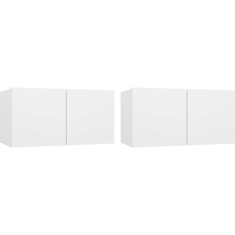 Meubles TV suspendus 2 pcs, Étagère TV, Meuble de Salon, Blanc 60x30x30 cm OIB4347E (1/5)