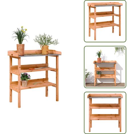 Table à plantes avec étagères marron 78x38x82,5cm bois de sapin - Table À Plantes - Meuble De Jardin - Jardinière - Support Plante - Étagère Jardin (1/5)