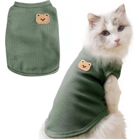 T-shirt à motif gaufré pour chats et chiens, idéal pour les petits chiens t-shirt extensible pour chiots Sphynx et petites races vêtements pour animaux Vêtements respirants été et hiver pour nouvea (1/5)