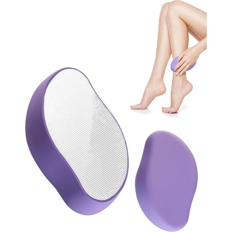 Épilateur en nanocristaux,Pierre dépilatoire en nano verre,Outil d'épilation sans Douleur,Gomme à cheveux en cristal,Outil d'épilation lavable et (Violet) (1/5)