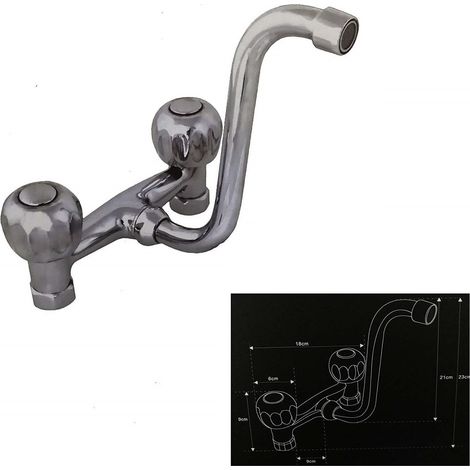 Cleafe - Miscelatore Vasca Acciaio 59348 Bagno Doppia Manopola Filtro Alto Rubinetteria -
