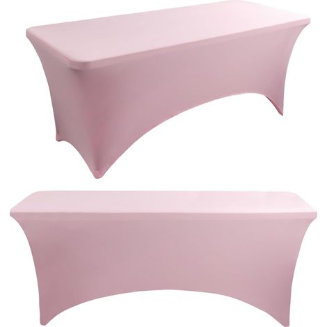 Nappe pour tables de 122 cm – convient à une utilisation intérieure et extérieure – rose – ensemble de deux pièces