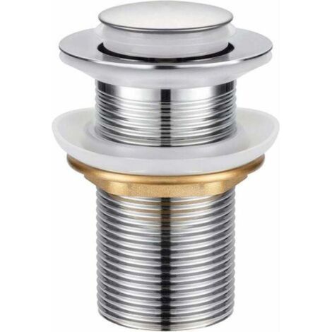 Bonde de Lavabo,Universel Bonde Pop-up sans Trop-plein Bonde de Vidage Automatique avec Bouchon de Vidange sans Tirette à Clapet Push Open en Inox Chromée pour Lavabo Salle de Bain Bonde de lavabo (1/5)