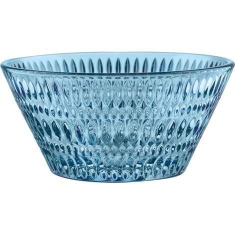Bol à collation en cristal Bleu vintage ethnique Env. 16 cm de diamètre