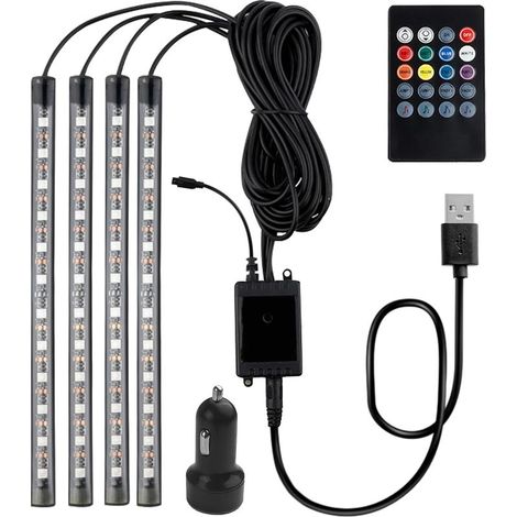 Voiture Interieur 4 Pièces, Lumières d'Ambiance Voiture Éclairage Intérieur, Bande Lumineuse de Musique pour TV Auto, Car Accessories pour Men Women, Cadeaux Parfaits (1/5)