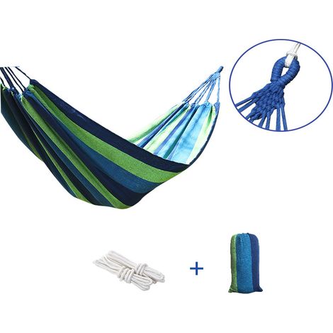 Hamac d'extérieur de Camping, Hamac de Jardin Portable en Coton Hamac de Voyage Léger avec Sac Hamac de Camping 1 Personnes pour Plage Randonnée Camping Voyage (1/5)