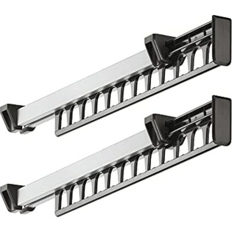 Porte-vêtements Armoire Garde-Robe Extractible Coulissant pour Cintre Support Portemanteau for pour 12 Cintres Longueur 312 mm Lot de 2 (1/4)