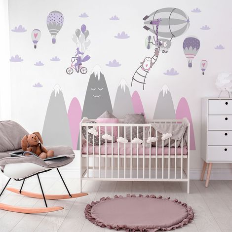 Stickers enfant montagnes scandinaves animaux vagabonds 70 x 105 cm (1/5)