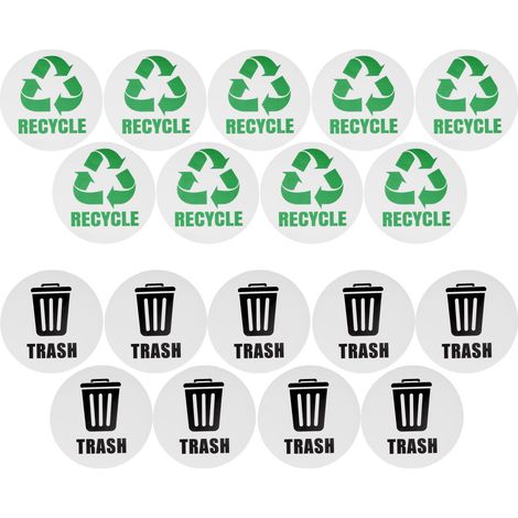 18 wasserfeste, selbstklebende Recycling-Aufkleber für Mülltonnen, Abfalleimer und Container