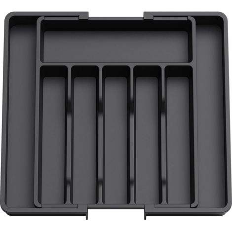 Boîte de rangement extensible pour couverts, à plusieurs compartiments, noire, (1/5)