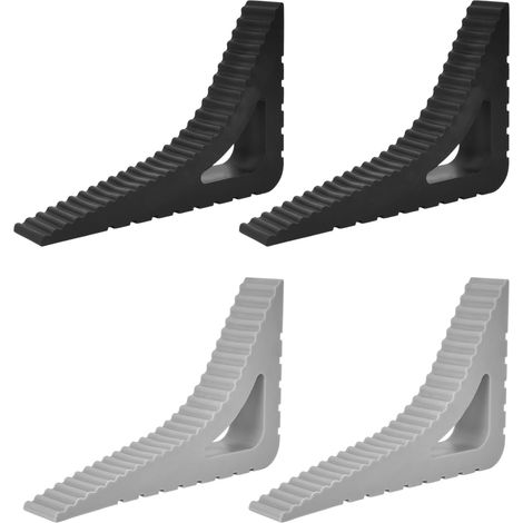 Vier rutschfeste Türstopper aus Gummi, bewegliche Türschoner, geeignet für alle Arten von Innen- und Außenböden (grau, schwarz).