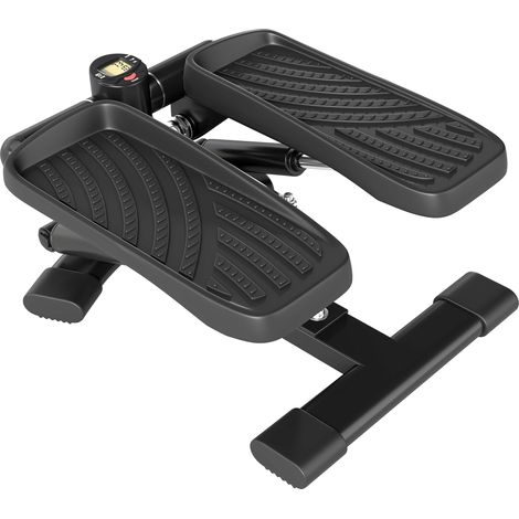 Mini stepper fitness disque de torsion de la taille 2 en 1 écran LCD, hauteur réglable, 100 kg, 42 x 34 x 22 cm, noir (1/5)