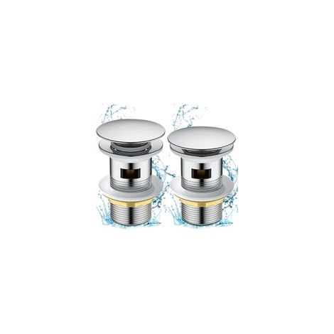 Bonde Lavabo PopUp Chromée Bonde pour Salle de Bain avec Trop Plein, Facile à Installer, 1/4" Trou