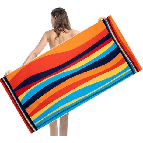 Serviette de plage surdimensionnée 75 x 150 cm en microfibre, motif cocotier tropical absorbante et résistante pour la plage, les loisirs et le camping (1/5)