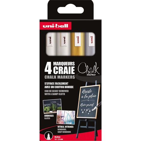 4 Marqueurs Craie - Moyen - 2 Blanc, Or, Argent (1/5)