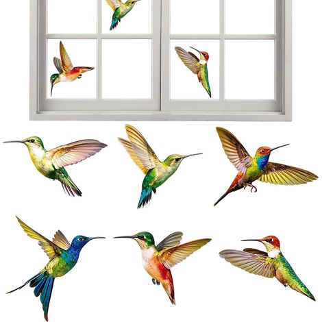Autocollants Anti-Collision Fenêtres pour Oiseaux Autocollants Stickers électrostatiques colibri pour fenêtres Pour Vitres Chambre Bureau Balcon Café (1/5)