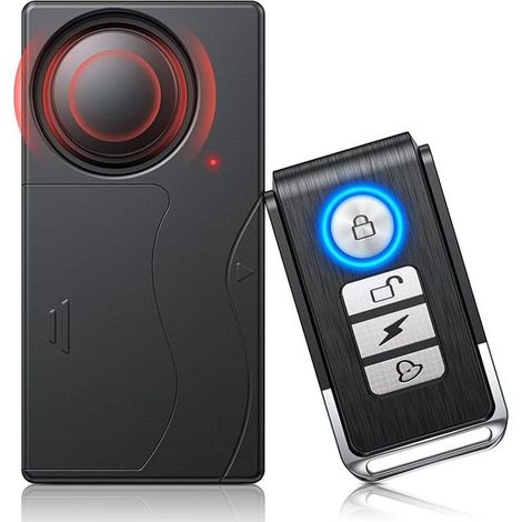 Autoalarmanlage, 110 dB Funk-Vibrationsalarm mit Fernbedienung, 10 einstellbare Empfindlichkeitsstufen, Diebstahlsicherung für Auto, Fahrrad, Fenster, Tür, Motorrad (1/2)