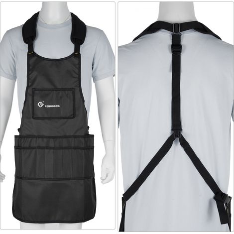 Tablier de cuisine imperméable en tissu Oxford PENGGONG avec poches et sangle de cou réglable, unisexe, idéal pour le barbecue, la cuisine, le dessin et les loisirs créatifs. (1/5)