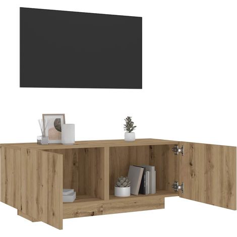 Meuble TV avec lumières LED chêne artisanal bois d'ingénierie (1/5)