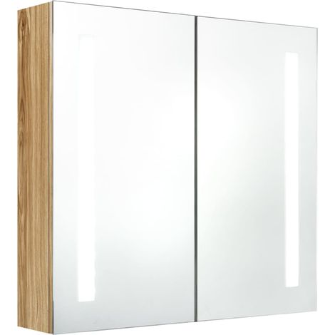 Maison Exclusive - LED-Bad-Spiegelschrank Eichenoptik 62x14x60 cm