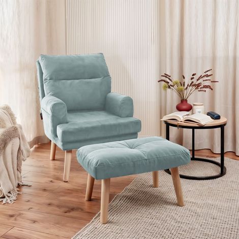 Relaxsessel Sessel CATANIA inkl. Hocker in Stoff Trinity Hellblau