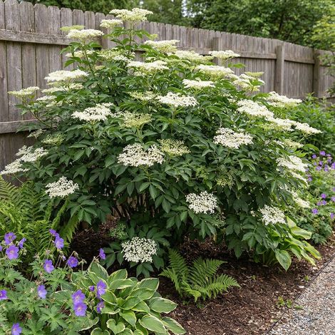 Bloomique - Lot de 2 - Sureau noir 'Howunder York' - Plantes jardin - Rustiques - Hauteur 30-40 cm - Pot 19 cm