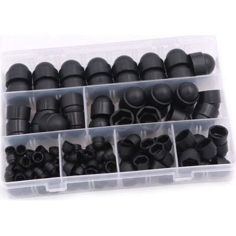 Kit de 145 pièces cache vis et écrous de protection – 6 tailles M4 à M12 – Plastique et caoutchouc – Pour machines et meubles (1/5)