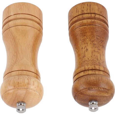 Lot de 2 moulins à poivre en bois, à mouture réglable, pour une efficacité optimale. Disponibles en bois foncé et bois clair. (1/5)