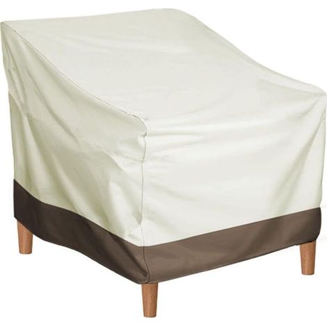 Housse Pour Chaise, Housse En Tissu Oxford 210D Pour Fauteuil De Jardin, Imperméable Et Coupe-Vent Anti-UV, Housse Chaise Jardin Exterieur (Beige) (1/4)