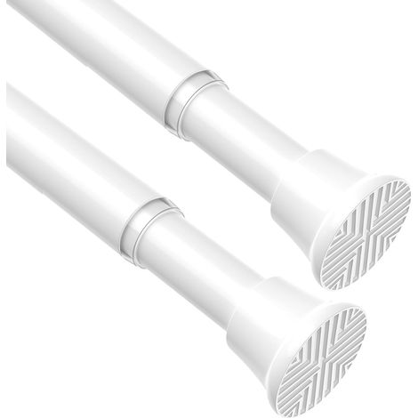 Lot de 2 Tringles Sans Perçage - Acier Carboné Extensible 39-98cm - Fixation Robuste Salle de Bain et Fenêtre - Blanc (1/5)