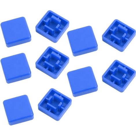 10 pièces boutons tactiques carrés, avec couvercle protection bleu, pour plaque sécurité (1/2)