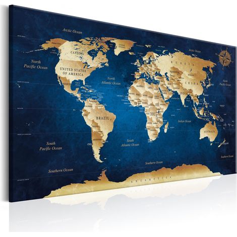 Quadro - World Map: The Dark Blue Depths - 120x80 (1/4)