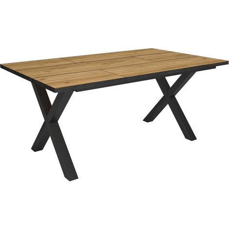Skraut Home - Tavolo da Pranzo, Cucina, Sala da pranzo, 167x90x74cm, Per 8 persone, Tavolo Cucina, Stile industriale, Rovere e nero (1/5)
