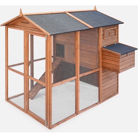 Gallinero de madera con corral para 6 a 8 gallinas